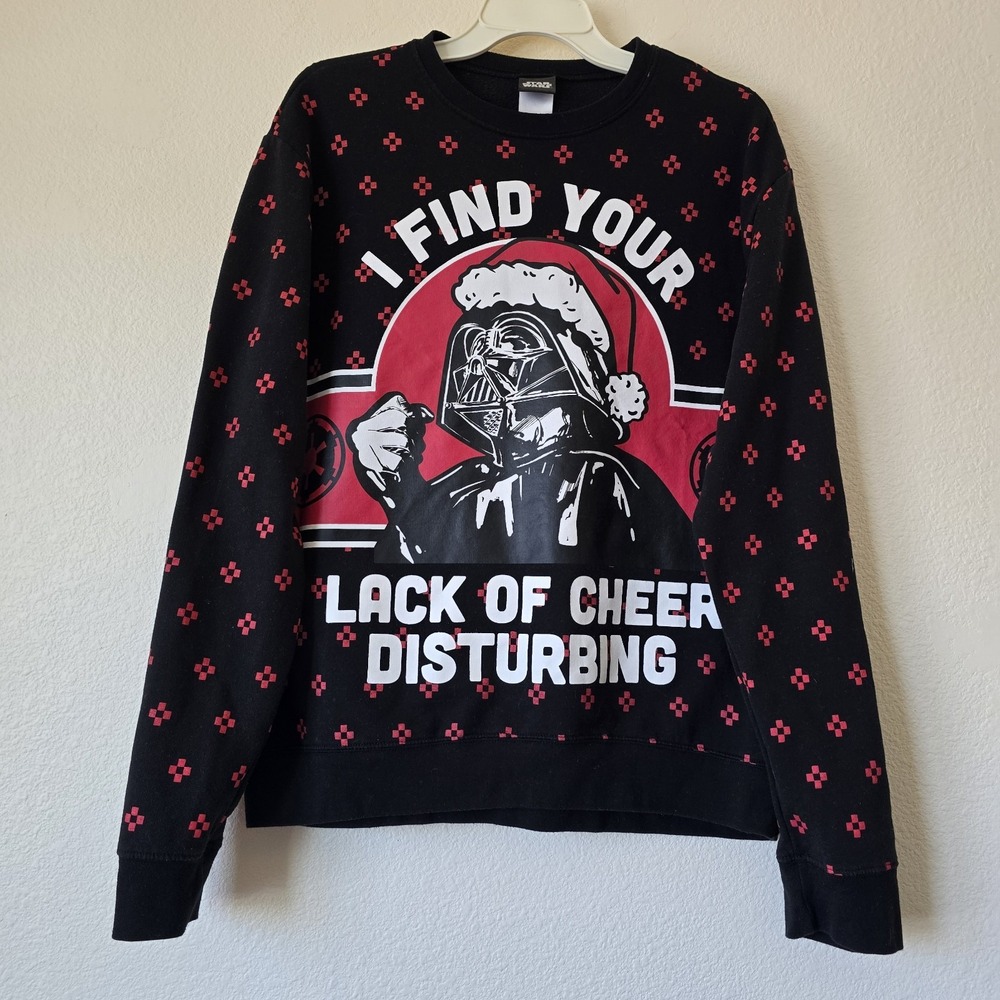Star Wars Darth Vader Christmas Ugly Sweater Size L Black Red Holiday Knit
